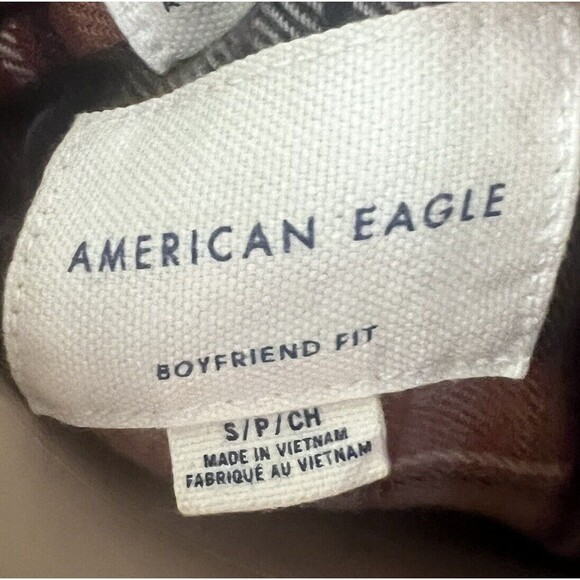 American Eagle Boyfriend Fit Ahh-mazingly Top Soft Flannel Shirt Mauve Plaid S - Picture 4 of 8